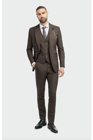Cavani Caridi Brown Check Three Piece Suit