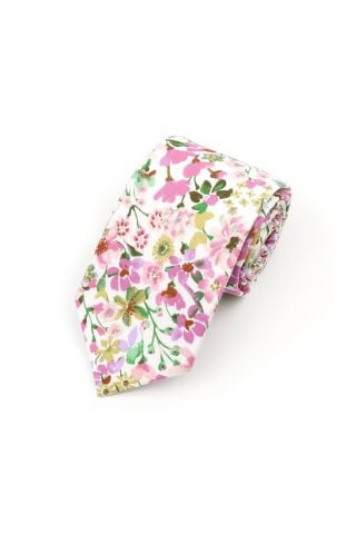 Pink & Purple floral flower cotton tie