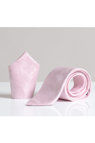 Light Pink Paisley Lining tie & pocket square set