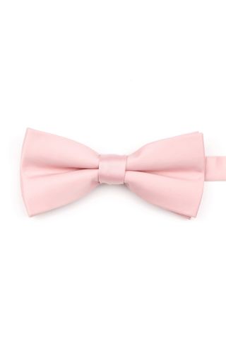 Powder pink satin classic mens bow tie