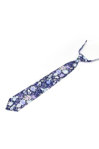 Children's Blue & Purple floral flower cotton tie