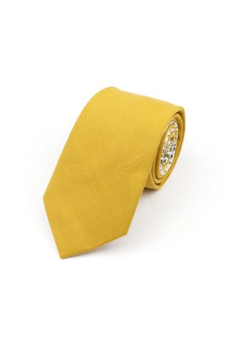 Two Tone Yellow floral cotton tie