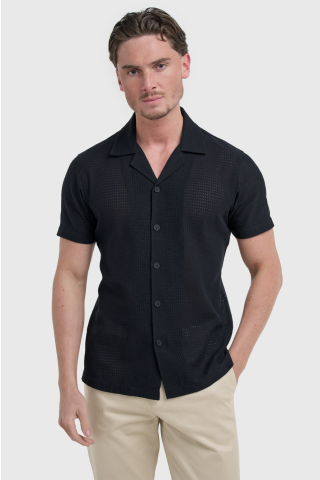 Paris Cuban Collar Shirt Navy