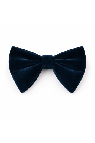 Velvet navy teal oversized mens bow tie