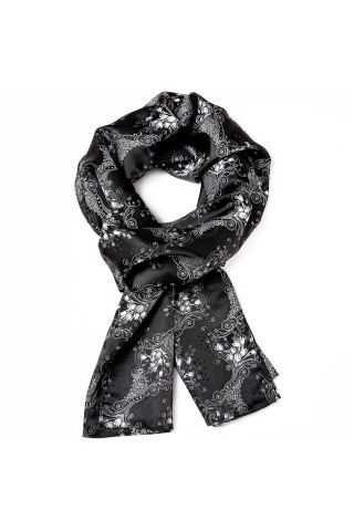 Silver & Black Silk blend Scarf