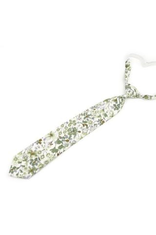 Childrens Olive Green floral flower cotton tie