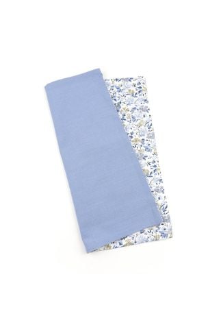 Two Tone Pastel blue floral cotton Pocket square
