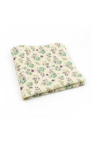 Cream & Green floral cotton pocket square