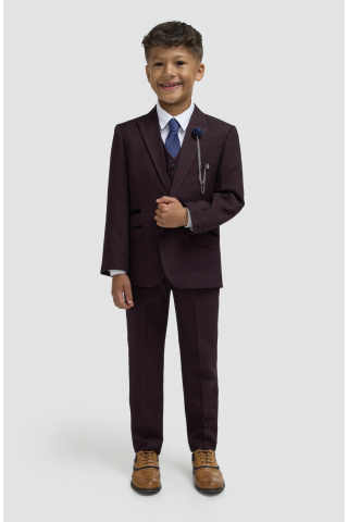 Cavani Kids Boys Caridi Wine Three piece Suit
