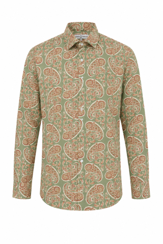 Green & orange paisley Regular Fit 100% Cotton Shirt