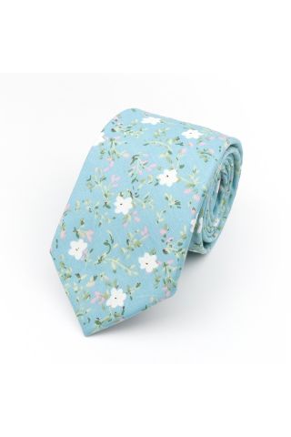 Blue & Pink floral cotton tie