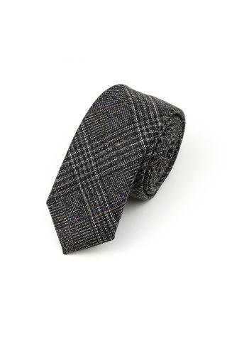 Mens Wool Tweed Grey check Tie