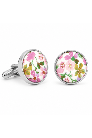 Pink & Purple floral flower cotton Cufflinks