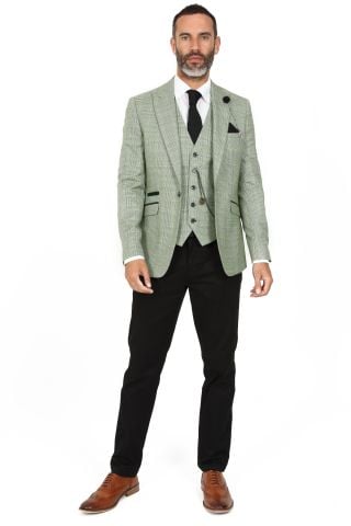 Cavani Caridi Sage Check suit with contrast navy trousers