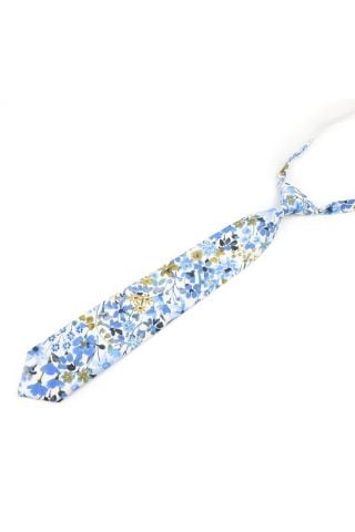 Childrens Pastel Blue floral flower cotton tie
