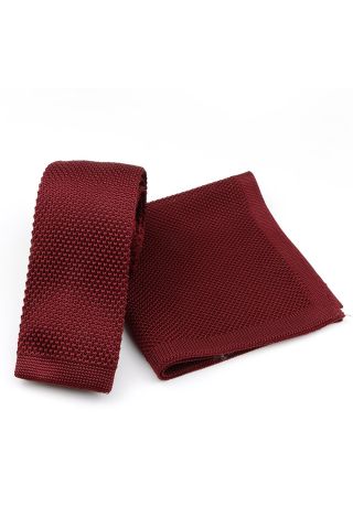 Knitted Wine Tie & Pocket Square set