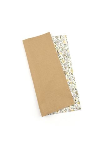 Two Tone Pastel Tan floral cotton Pocket square