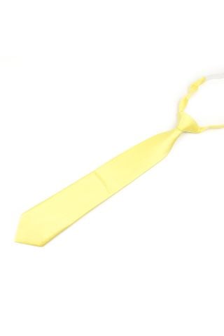 Childrens Plain Pastel Yellow satin classic mens tie