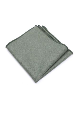 Mens Wool Tweed Olive Pocket Square