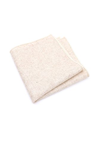 Mens Beige Cream Wool Tweed Pocket Square