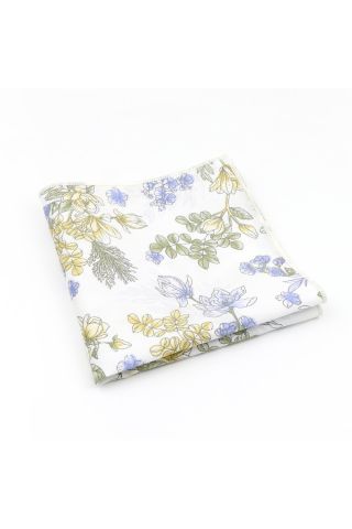 White & Sage floral cotton pocket square