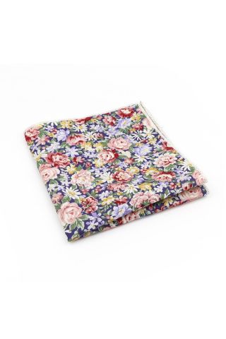 Red & Blue floral flower cotton pocket square