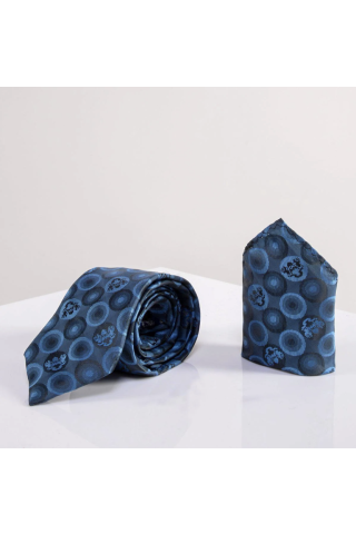 Marc Darcy Blue Bubble Lining tie, pocket square set