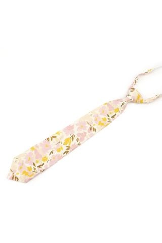 Childrens Yellow & Pink floral flower cotton necktie