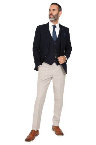 Jenson Samuel Alnwick Navy Jacket with contrast stone trousers