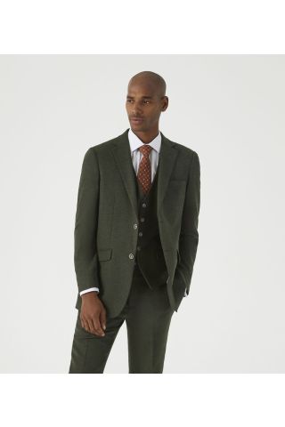 Jude Suit Olive Tailored Jacket Tweed Herringbone