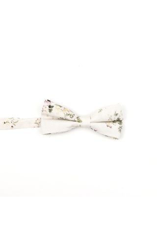 Children's Ivory & Green floral flower cotton mens bow tie