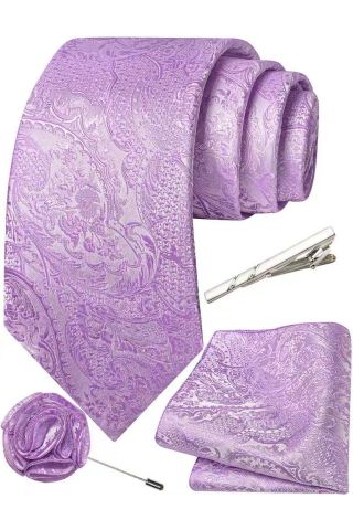 Lilac 4 piece mens tie set