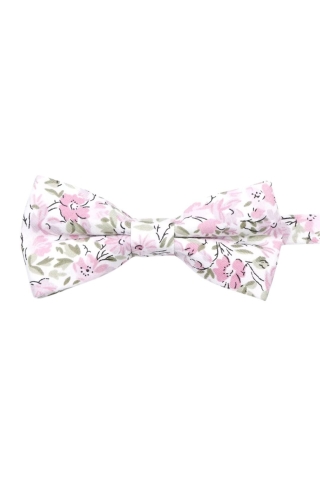 Soft Pink floral flower cotton mens bow tie