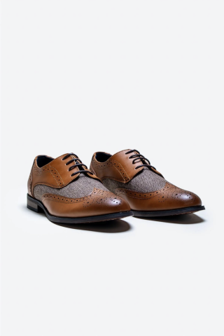 Cavani Oliver Tan tweed Brogue Leather shoe