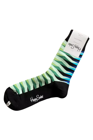 HAPPY SOCKS Green Geo Print Cotton Socks