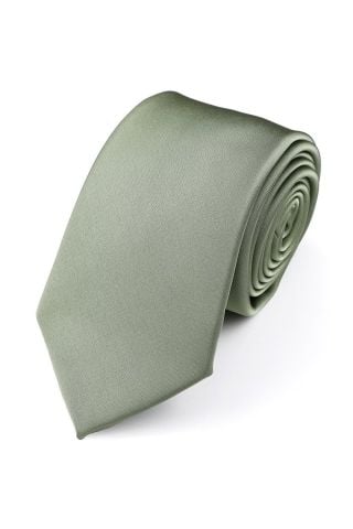 Olive green satin classic mens tie