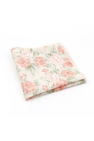 Pastel Pink floral flower cotton pocket square