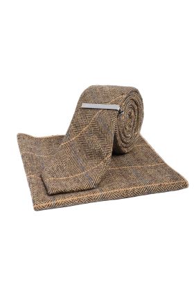 Ted Tan Tweed Tie & Pocket Square set 