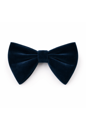 Velvet navy teal oversized mens bow tie 