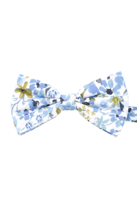 Pastel Blue floral flower cotton bowtie 