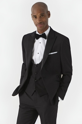 Sinatra Tailored Dinner Jacket – Black Satin Peak Lapel 