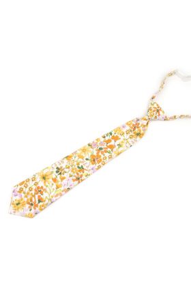 Childrens Peach floral flower cotton tie 