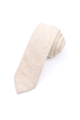 Mens Beige Cream Wool Tweed Tie 