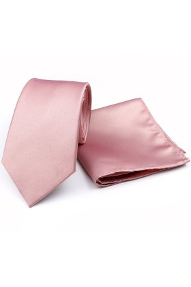 Pastel Blush Pink  satin classic mens tie & pocket square set 
