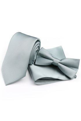 Dusty blue classic tie, bowtie & pocket square set 