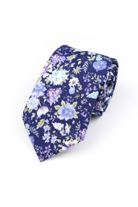 Blue & Purple floral flower cotton tie 
