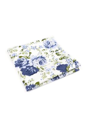 Blue & White floral flower cotton pocket square 