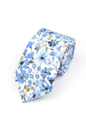 Pastel Blue floral flower cotton tie 