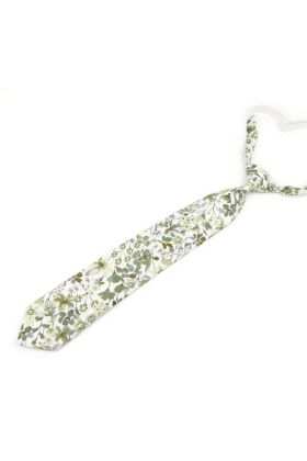 Childrens Olive Green floral flower cotton tie 