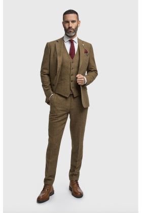 Cavani Thomas Brown Tweed Three Piece Suit 